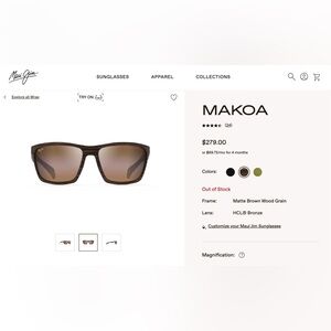 Like New!!  Maui Jim Sunglasses  😎 MAKOA Model
Matte Brown Wood Grain